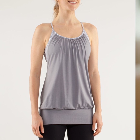 Lululemon No Limits Tank sports bra/ gray Wee Stripe Beachy Floral White Fossil - Picture 2 of 2